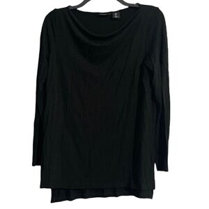 Mercer & Madison Black Long Sleeve Top with Side Slit